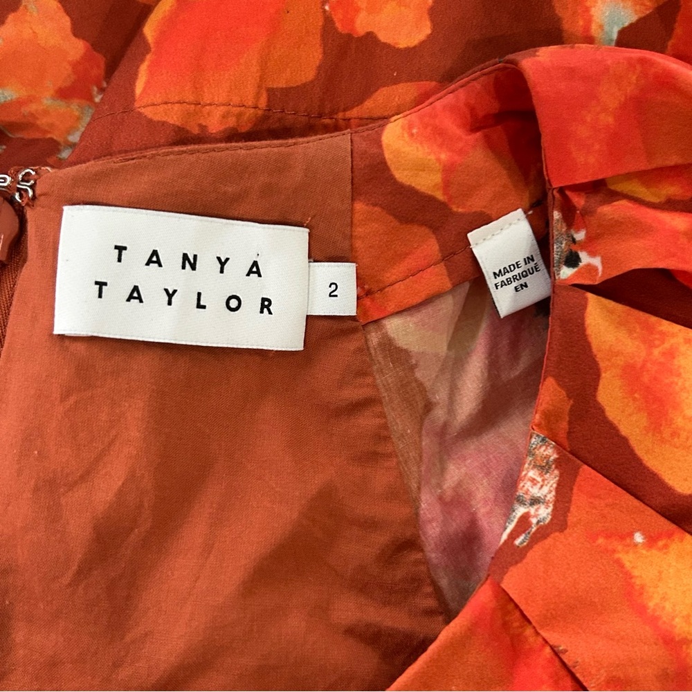 $495 Tanya Taylor Women's Orange Lacey Puff-Sleeve Cotton Mini Dress Size sz 2 - Picture 5 of 6